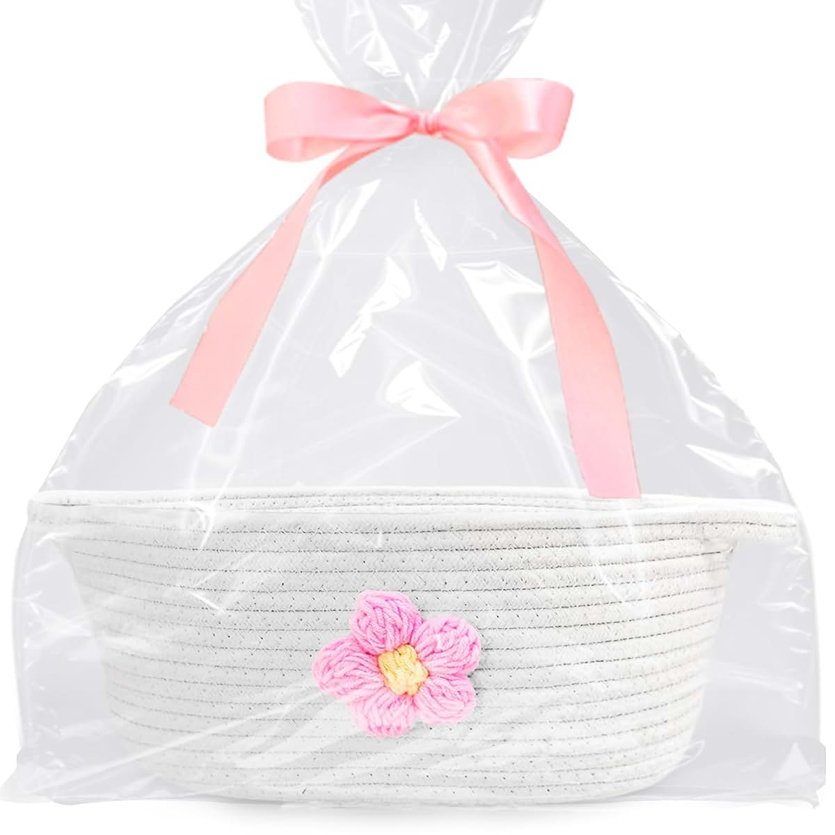 Esme L&H Basket for Gifts, Gift Basket Empty & Ribbon, Large Cap Basket 12x9x6