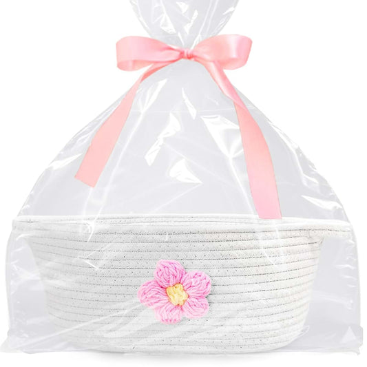 Esme L&H Basket for Gifts, Gift Basket Empty & Ribbon, Large Cap Basket 12x9x6