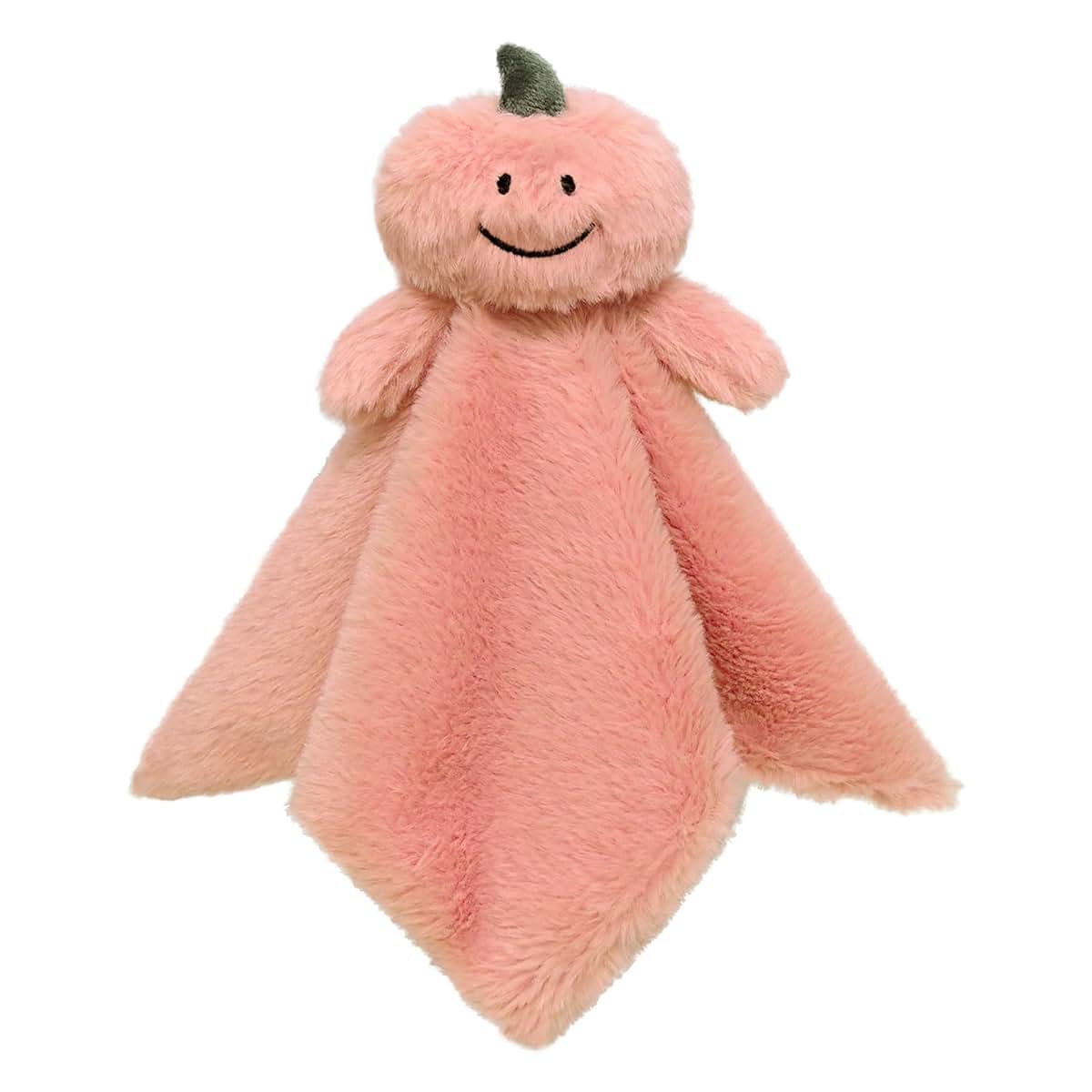 Doindute Baby Pink Pumpkin Soft Stuffed Animal Security Blanket, 14 Inch Plush Lovey for Newborns and Toddlers