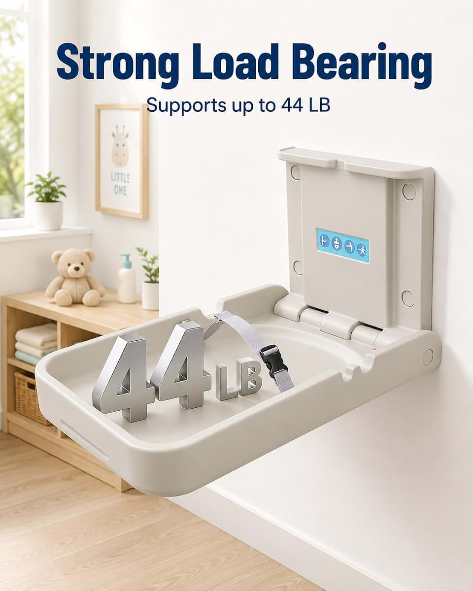 Modundry Baby Changing Diaper Station Wall-Mount: Vertical Baby Changing Table | Sturdy & Durable- with Safety Straps (photo 4)
