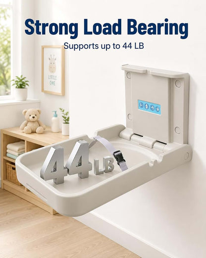 Modundry Baby Changing Diaper Station Wall-Mount: Vertical Baby Changing Table | Sturdy & Durable- with Safety Straps (photo 4)