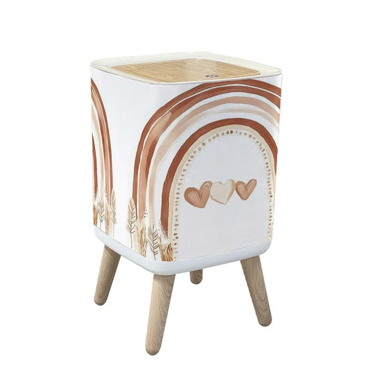 PHAIBHKERP Scandinavian Boho Rainbow Print Trash Can With Lid
