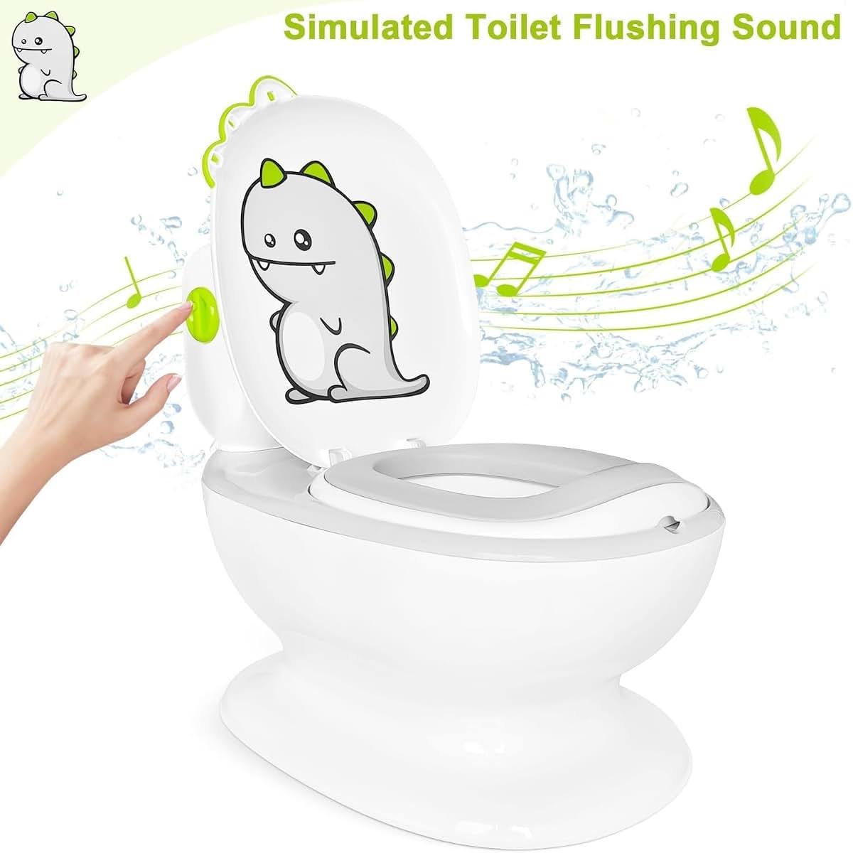 KtEli Toddler Potty Training Seat, Realistic Children's Toilet with Music for 1-3 Years, Dinosaurs Urinal Pot, Toilet (photo 4)