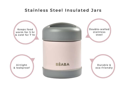 Béaba Stainless Steel Insulated Food Jar 10 Oz - Eucalyptus