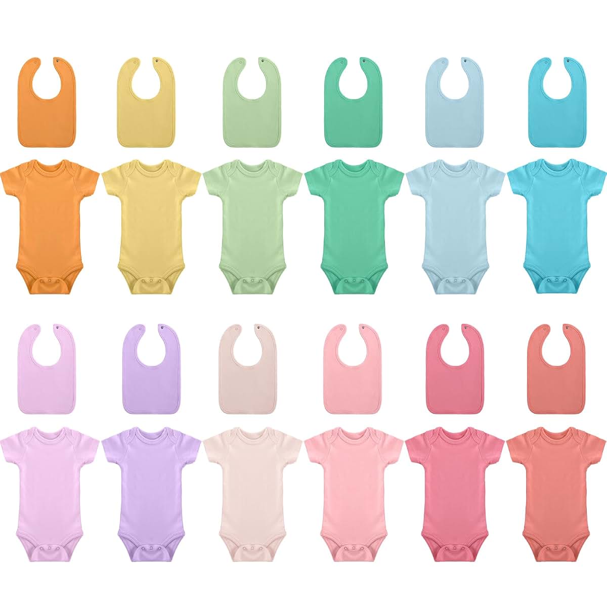 Unisex Knit Cotton Baby Bib and Bodysuit Set