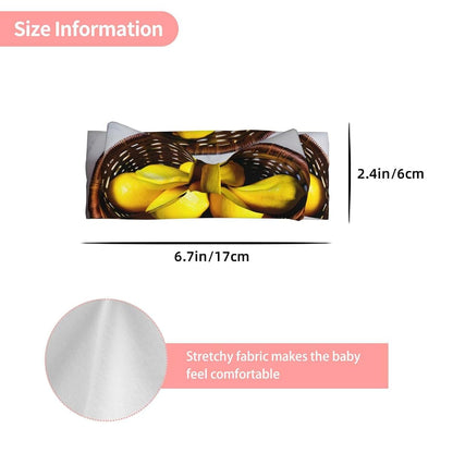 BaerK Soft Bows Baby Headband – Cute One Basket Lemons Print for Newborns, Infants & Toddlers – Perfect Full Moon (photo 3)