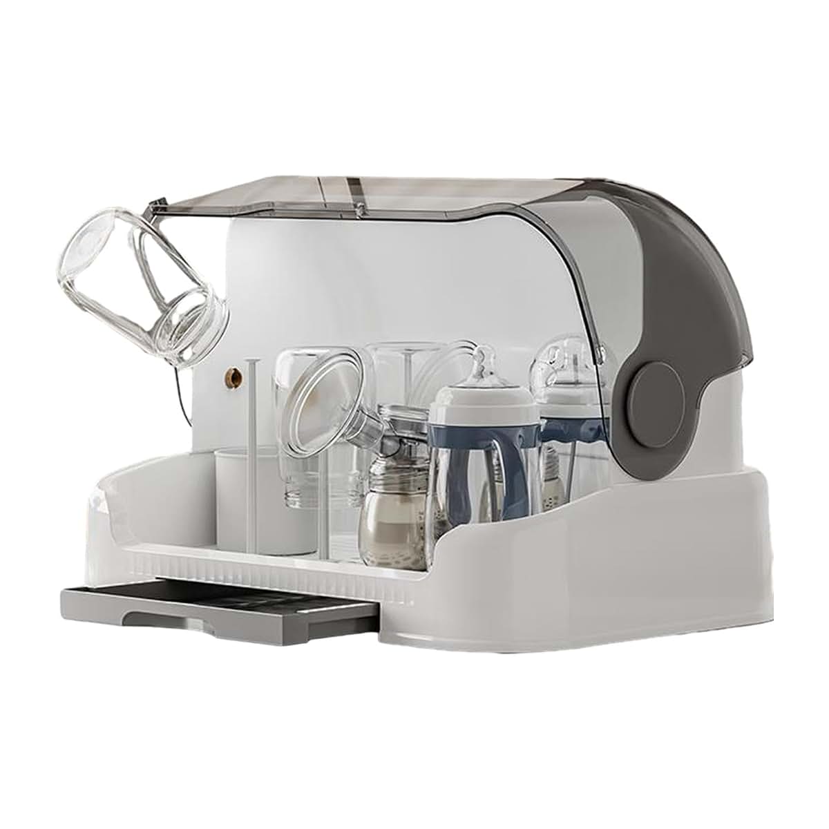 BabyOneStop Bottle Drying Rack with Lid - Gray