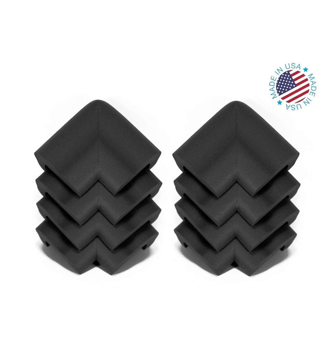 Kidkusion Jumbo Corner Guards, 8-Pack Black Foam Edge Protectors for Child Safety