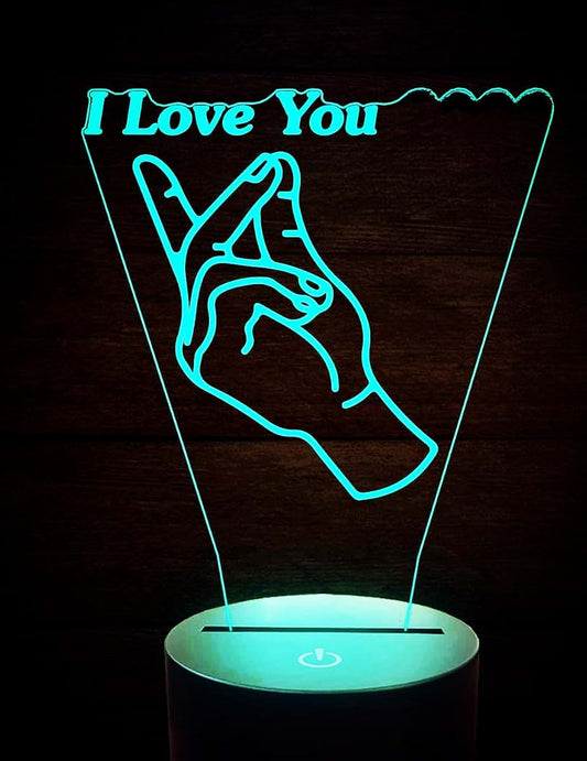 Jinnwell 3D I Love You Sign Night Light LED Table Desk Lamp
