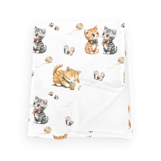 Wicbfdfv Cute Kitten Bows Baby Blankets for Boy Girl Cartoon Cats Paws Swaddle Blankets Cat Lover Gift Flannel