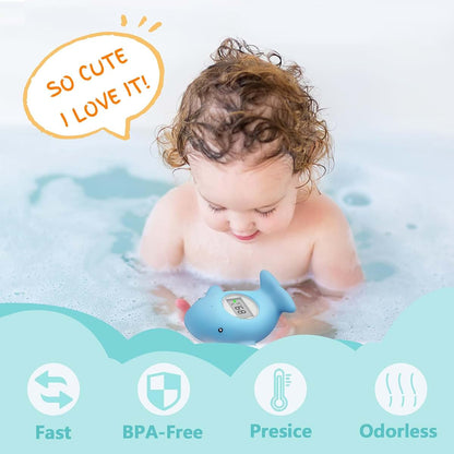 IOG Baby Bath Tub Thermometer - Bathtub Water Thermometer with Room Temperature - Safety Floating Whale Bathtub Toy (photo 4)