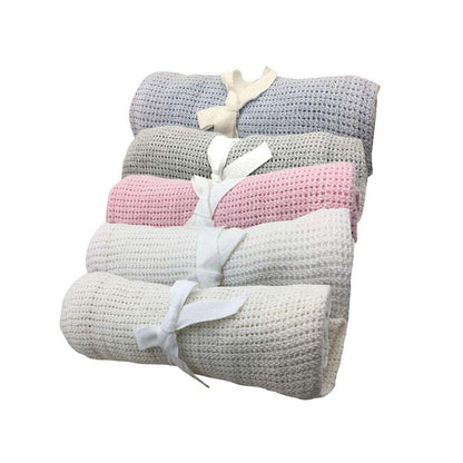 FC Fancy Soft Cotton Crochet Hole Thin Summer Wrap Baby Knitted Blanket Toddler Kids Back Ceat Cover Baby Crib Cover (photo 2)