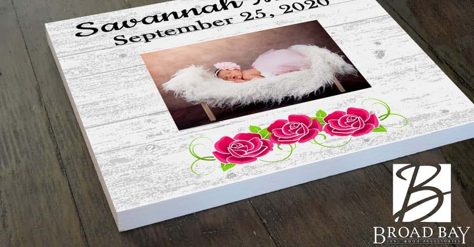 Broad Bay Personalized New Baby Girl Birth Gift Picture Frame Alternative