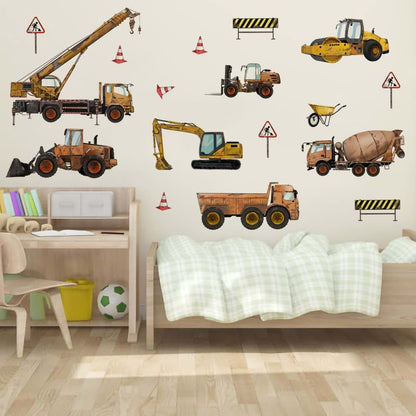 Decalplanet Construction Vehicles Wall Stickers for Kids Room