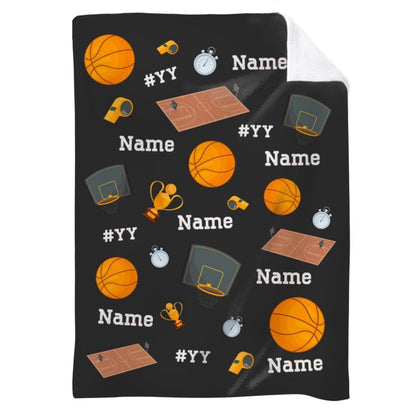 L&NG Baby Blanket Personalized with Name, Custom Basketball Blanket with Name, Basketball Blankets for Kids Adults