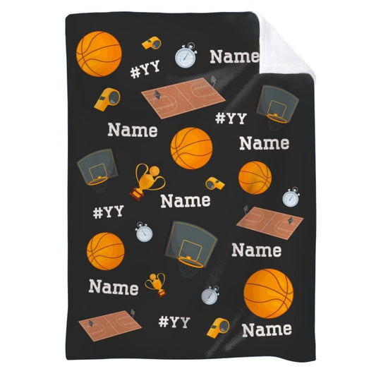 L&NG Baby Blanket Personalized with Name, Custom Basketball Blanket with Name, Basketball Blankets for Kids Adults
