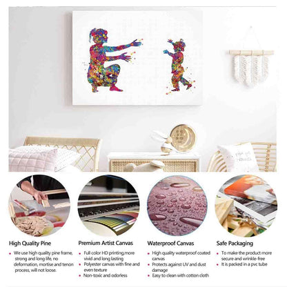 MBARE Watercolor Wall Art,Girl With Mother Watercolor Print Daughter And Parent Love Mother Children Gift Art For Kids