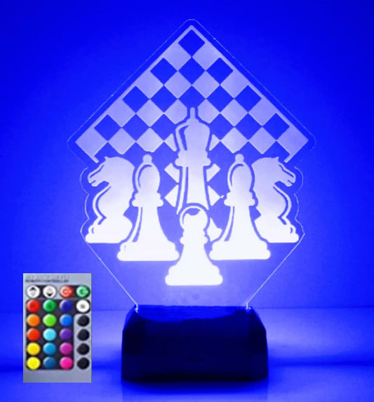 Jinnwell 3D Chess Night Light Lamp Illusion Night Light 16 Color Changing Table Desk Decoration Lamps Gift Acrylic Flat