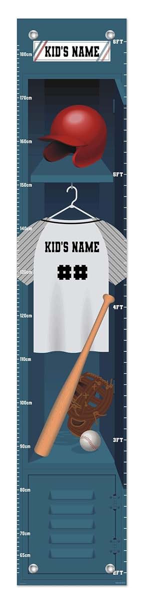 Personalization Mall Personalized Gifts Sports Baseball Locker Any Name Growth Chart - 1-Pack