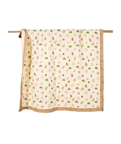 VogueNotion Apparel Baby Muslin Gauze Cotton Blankets, Animal Print, Multicolor, Crib (OS, Fruit & Veggies)