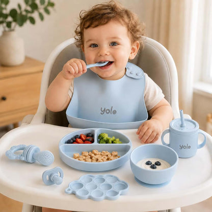 Y0l0 9-Piece Silicone Baby Feeding Set (photo 3)