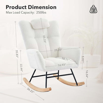 EcoSummer Upholstered Nursery Rocking Chair with Side Pocket (photo 4)