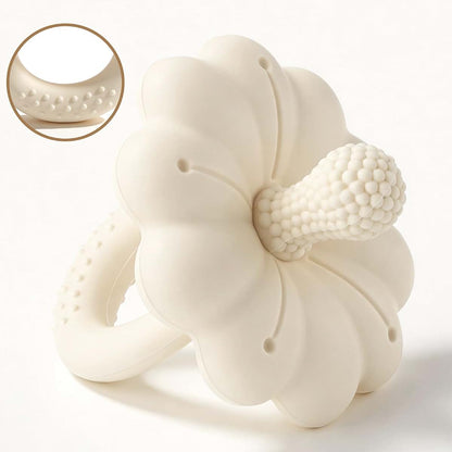 VoMii Silicone Flower Baby Teether with Pacifier End, Beige