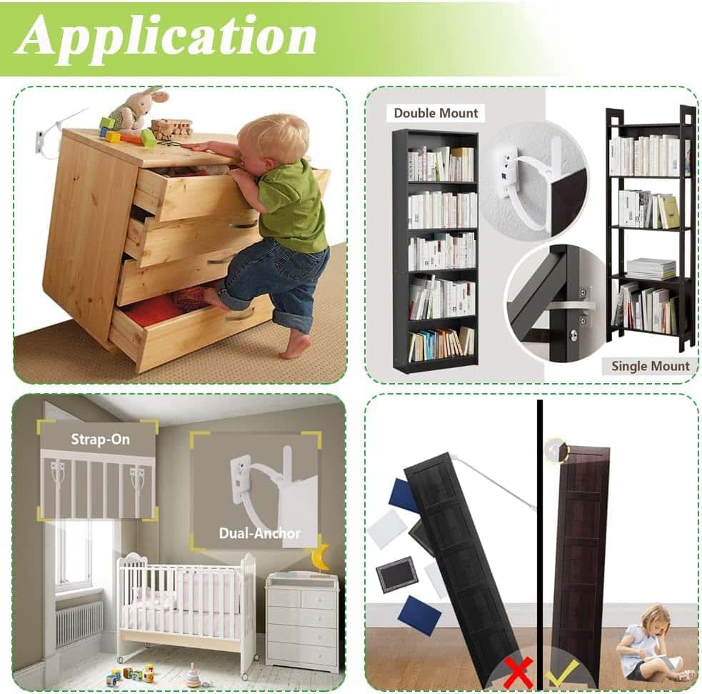 Bestgle 15-Piece Nylon Furniture Anti-Tip Straps
