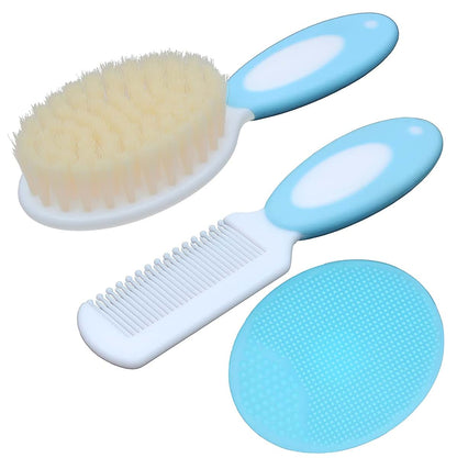 Duruan Baby Hair Brush &Silicone Baby Cradle Cap Brush Set, for Newborns & Toddlers-Natural Soft Goat Bristles-Ideal