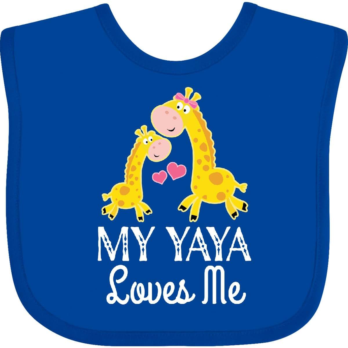 Inktastic My Yaya Loves Me Giraffe Baby Bib with Hook and Loop Closure