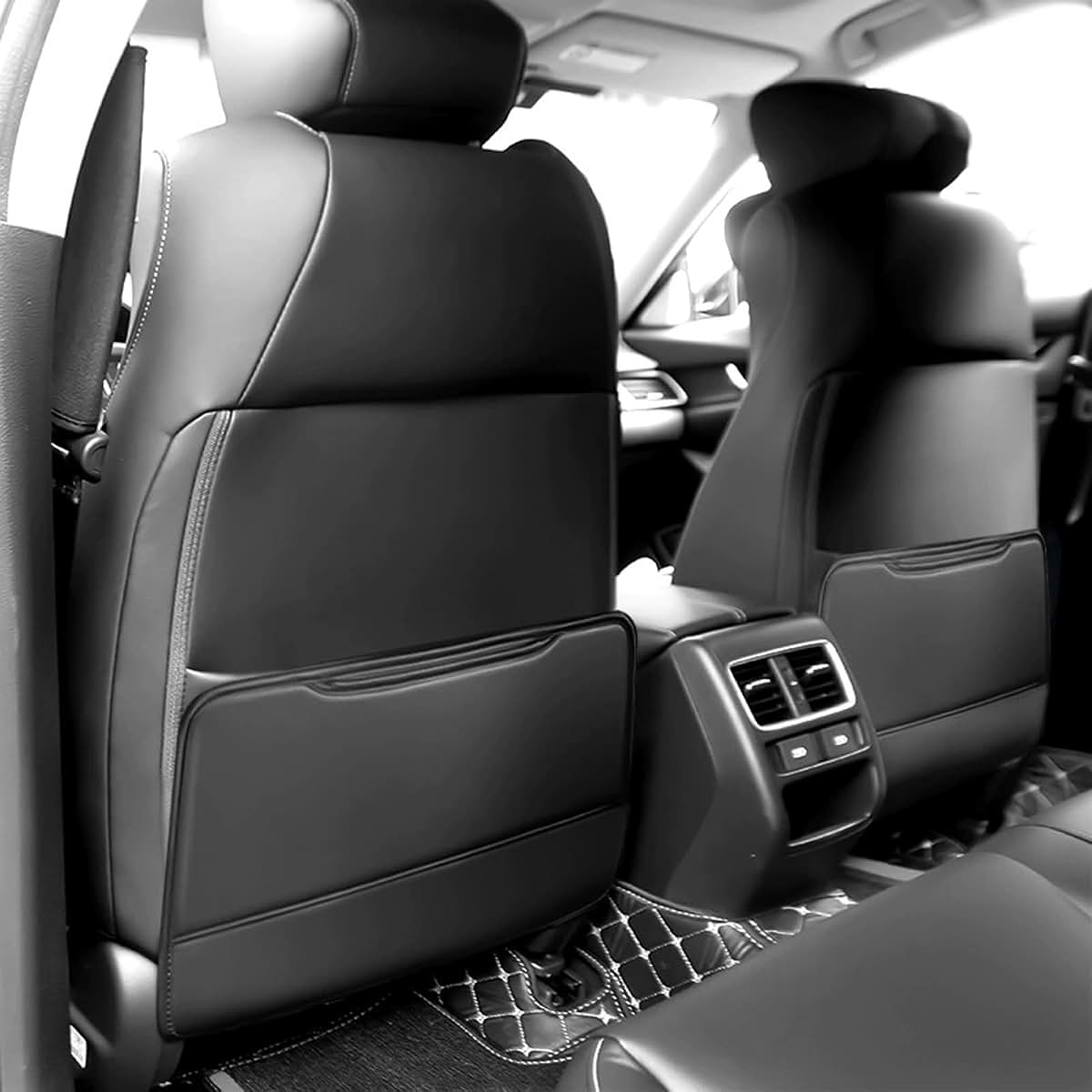 BAWPMAQY 2-Pack Car Seat Kick Mat Protectors in Black (photo 2)