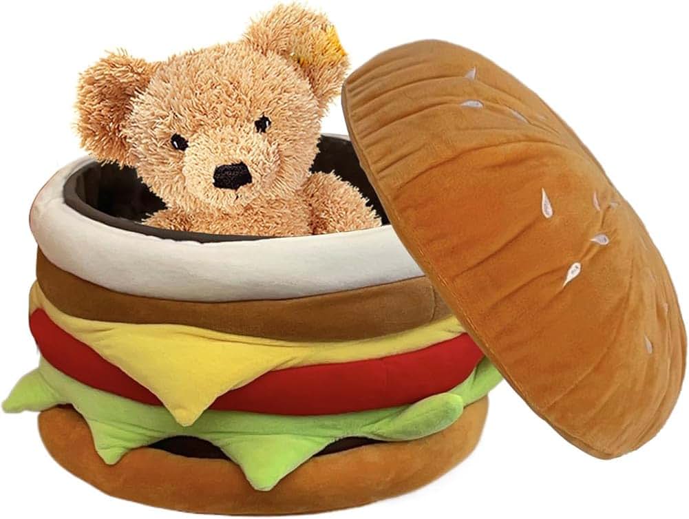 Muuxiao Hamburger Storage Ottoman With Plush Seat Cushion