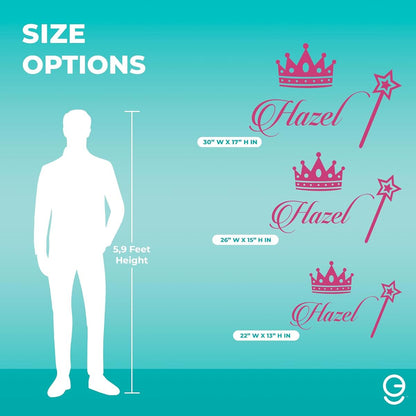 e-Graphic Design Inc Custom Name with Crown and Scepter Princess Wall Decals I Personalized Wall Decor for Girl Bedroom