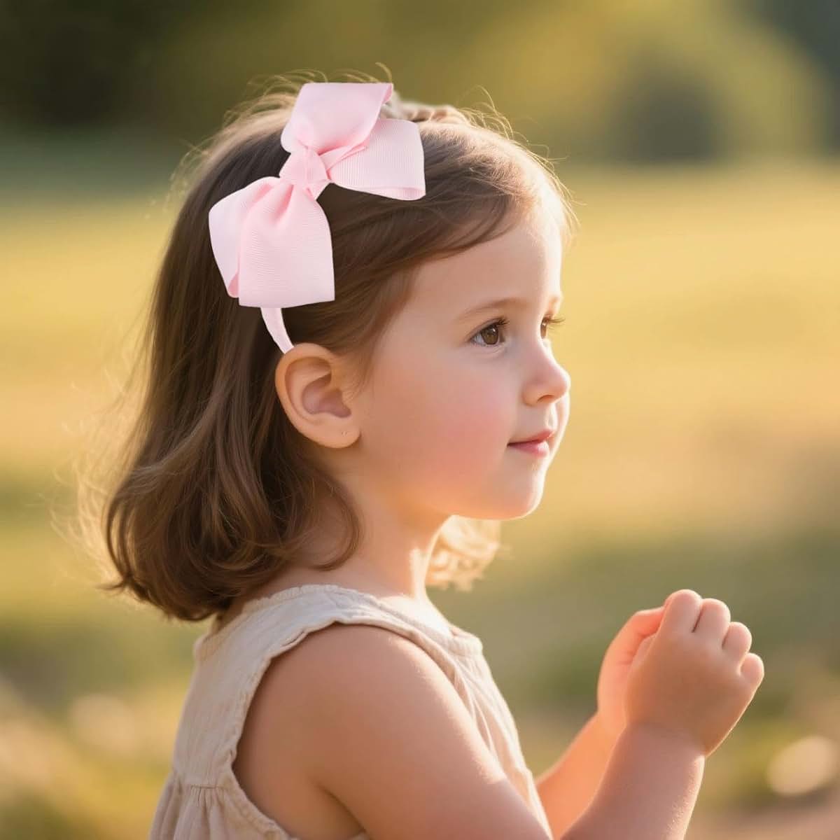 7Rainbows Cute Light Pink Bow Headband for Girls Toddlers.