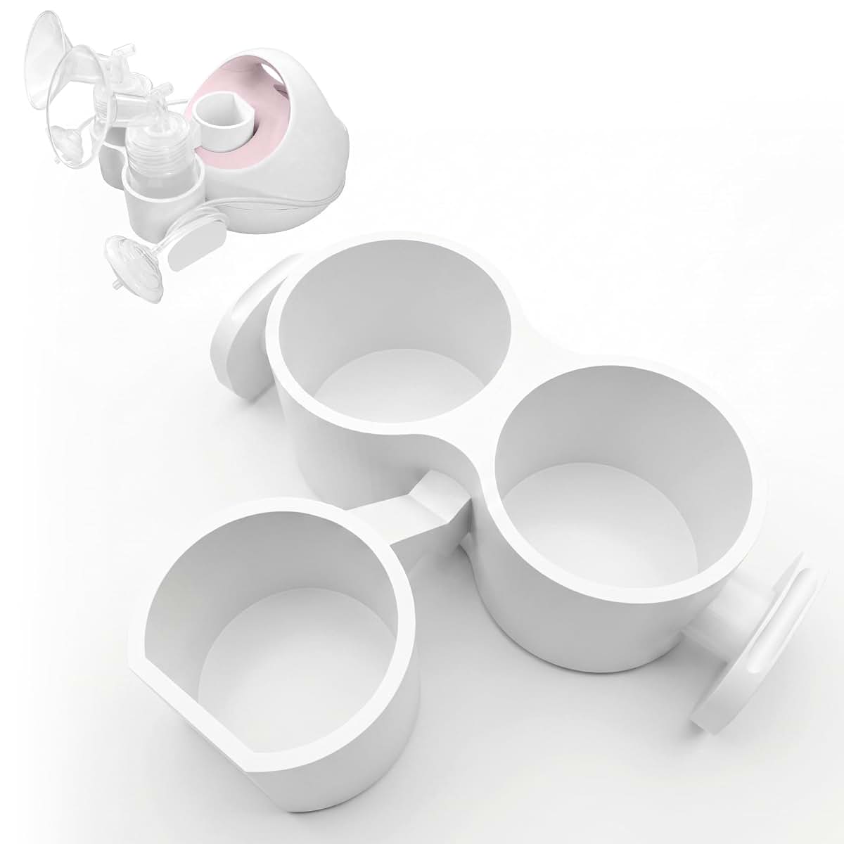 Bottle and Hose Holder for Spectra S1 Plus and S2 Plus Breast Pump, Square Hole, 3D Printed White PLA