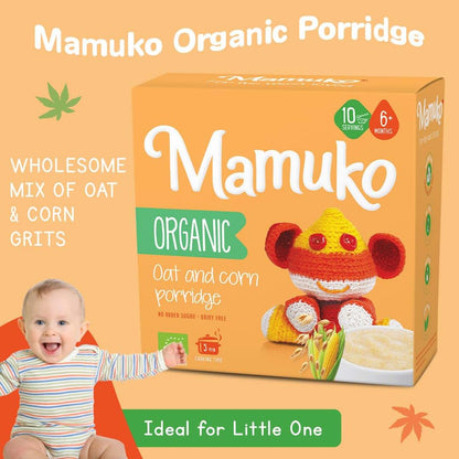 MAMUKO Organic Oat & Corn Grits Porridge, Vegan, 200g