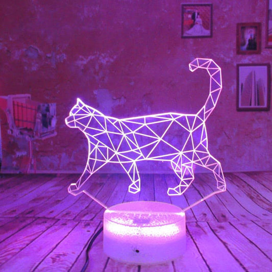Jinnwell 3D Cat Night Light With 7 Color Touch Control
