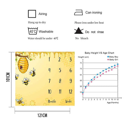 Honeycomb Bee Milestone Blanket for Newborn Photography and Growth Tracking