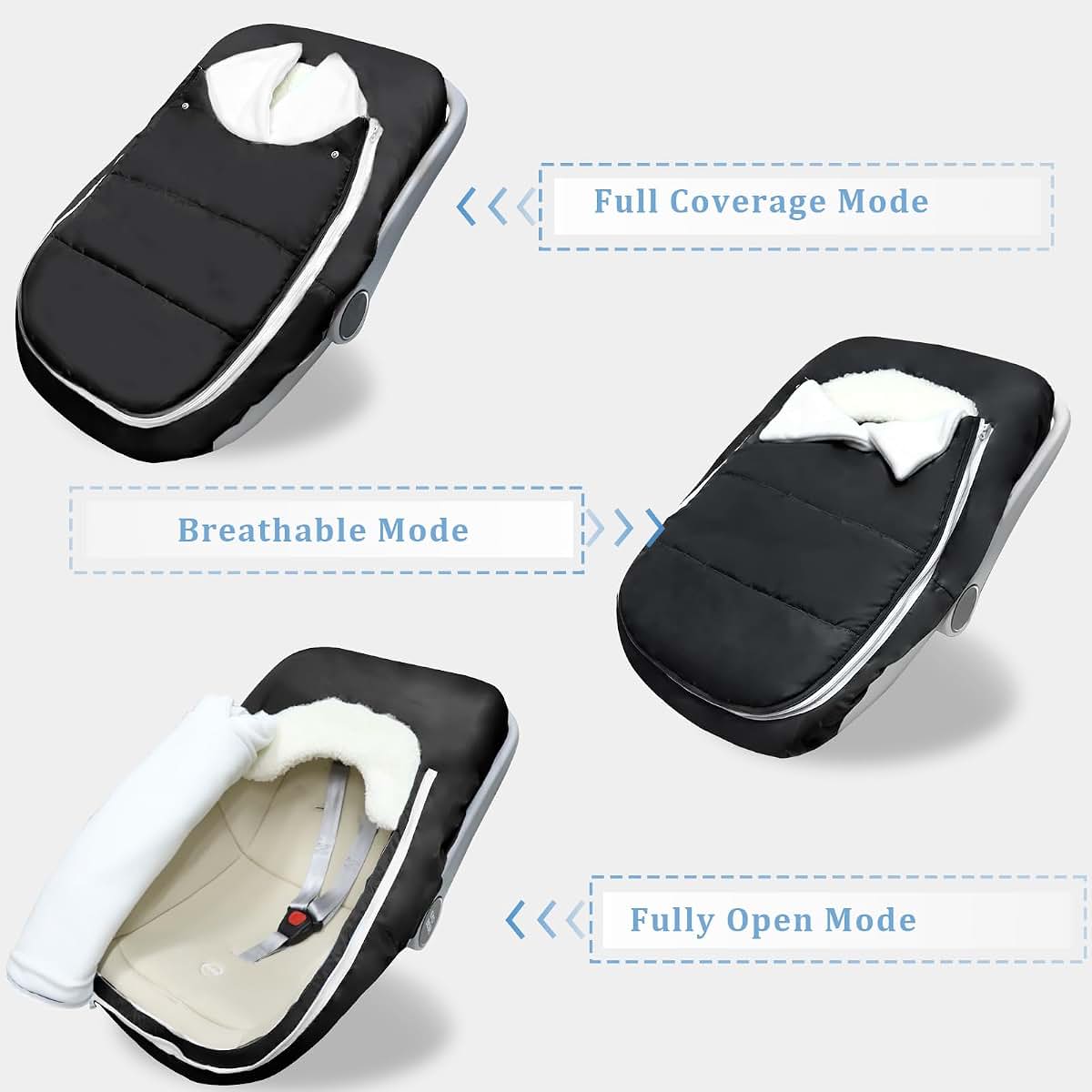 Man Fai Sky Winter Baby Car Seat Cover - Black Universal Fit (photo 4)