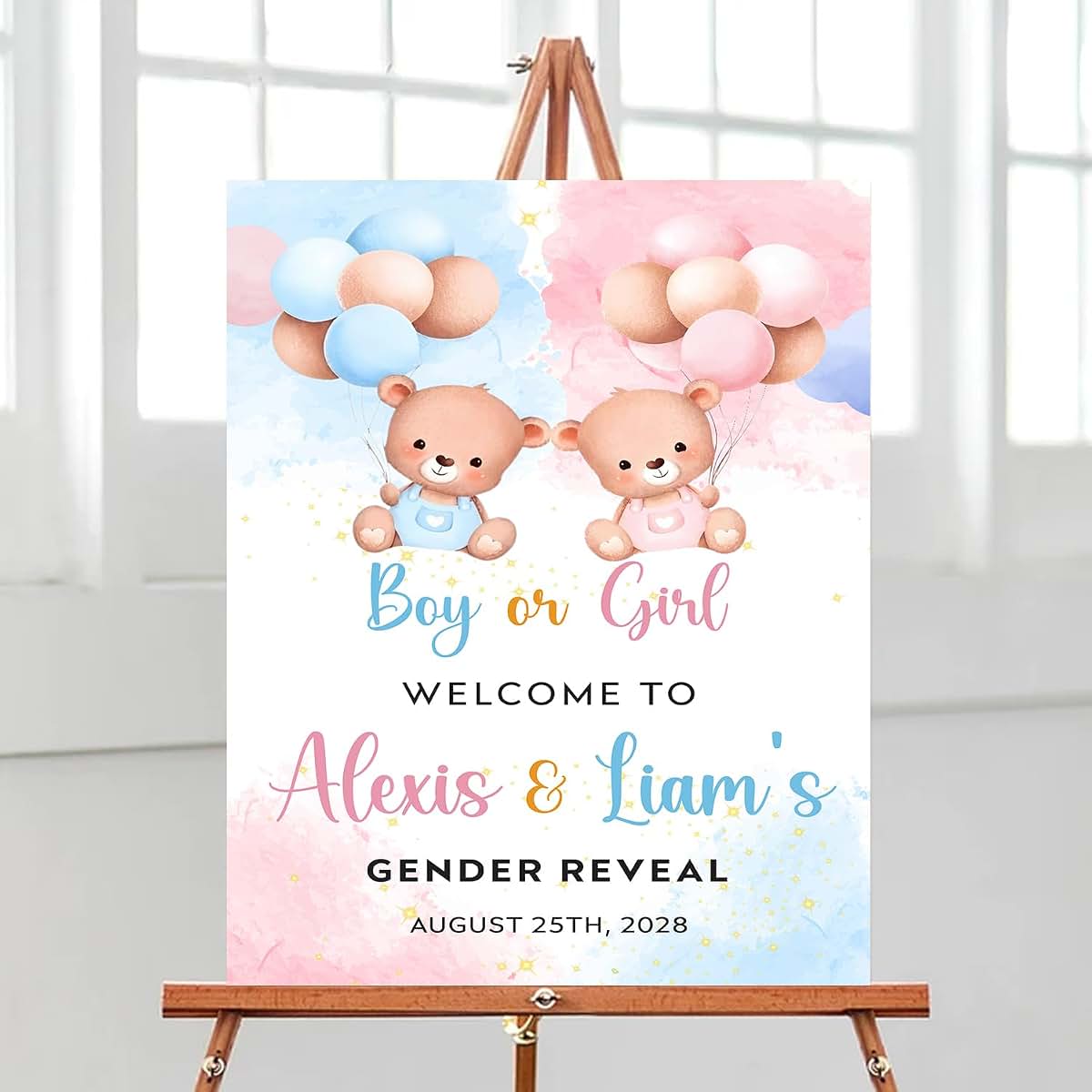 Windiprint Boy Or Girl Sign Backdrop Teddy Bear Theme