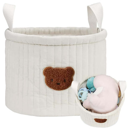 NIOMICO Teddy Bear Diaper Bag 9.45x7.09in Small Soft Polyester Cotton Cute Storage Bins with Handle Portable Bear (photo 2)