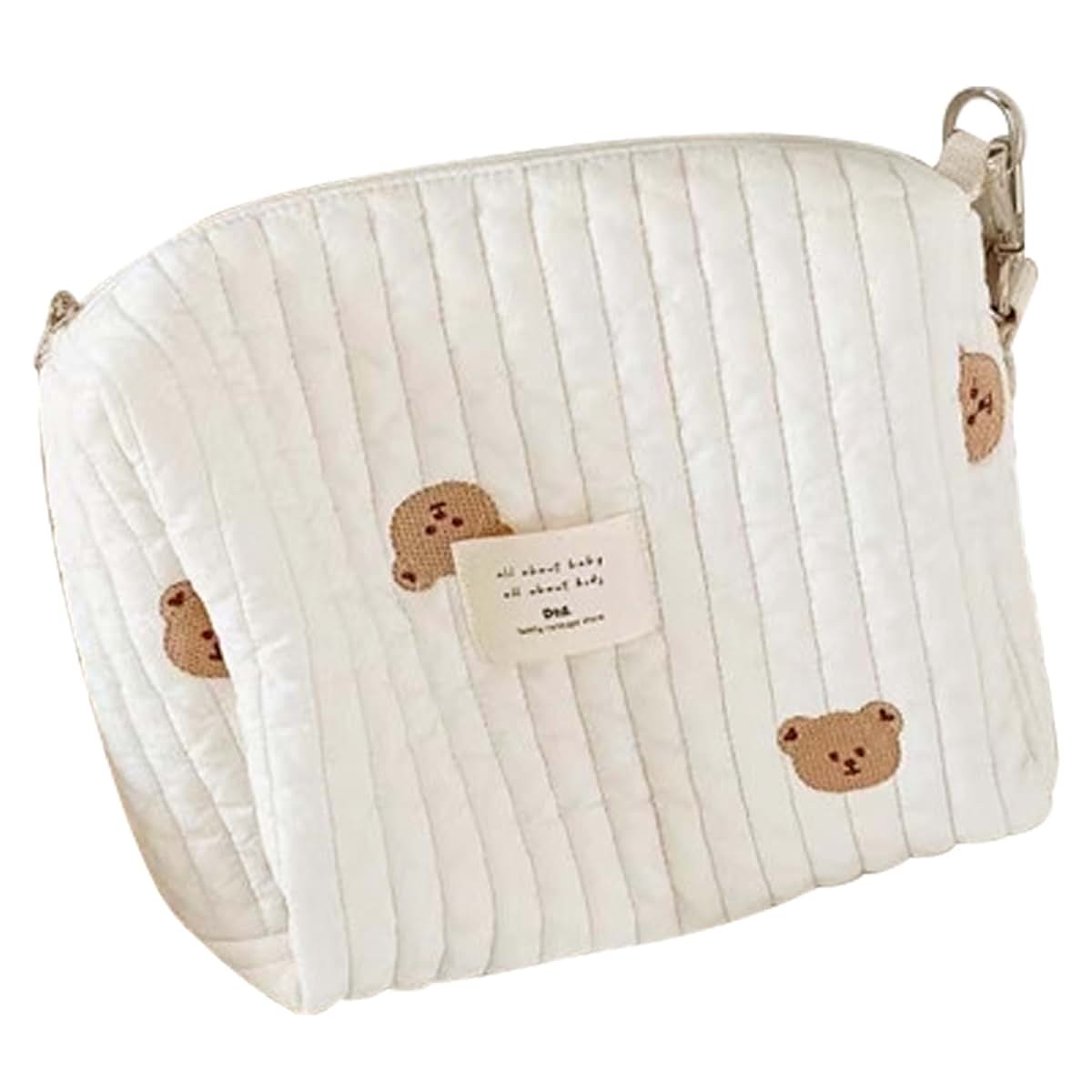 Peosaard Stroller Caddy Cute Bear Pattern Cotton Zipper Closure Stroller Diaper Bag 8.7x3.5x6.3in Stroller Organizer (photo 2)