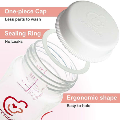 Nenesupply 6-Piece Wide Neck Breastmilk Storage Bottles for Spectra Pumps