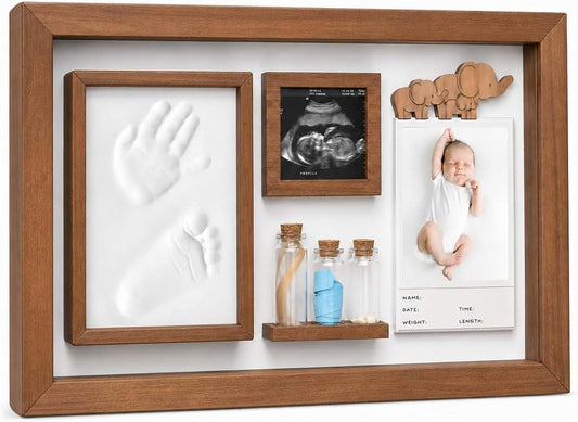 ifeolo Baby Keepsake Box, Clay Baby Hand and Footprint Kit, Baby Picture Frame