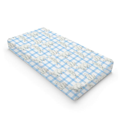 BabyOneStop Watercolor Bear Changing Pad Cover, Polar Bear Plaid, 32 x 16 in