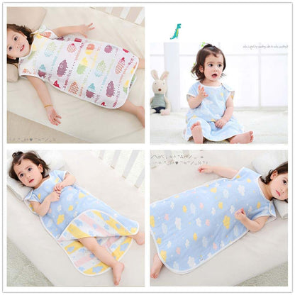 CYUURO Baby Sleeping Bag 4 Layered Cotton Gauze Vest Wearable Blankets Breathable,Cloud Blue,7545cm (photo 2)