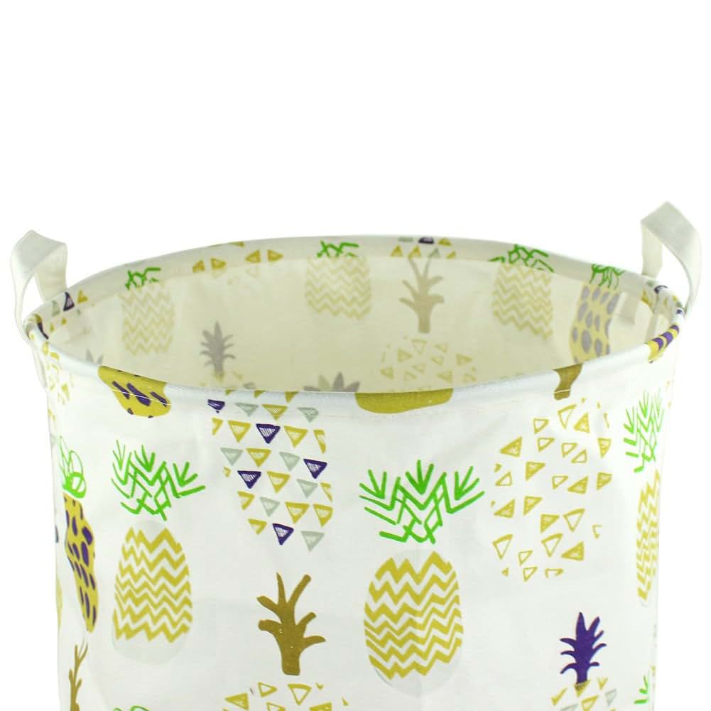 Orino Pineapple Canvas Folding Storage Bin, Yellow, 19 Inch