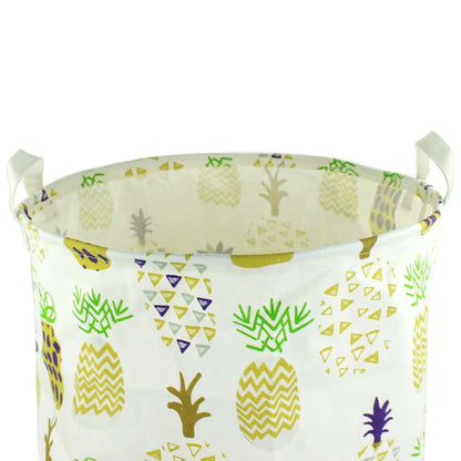 Orino Pineapple Canvas Folding Storage Bin, Yellow, 19 Inch