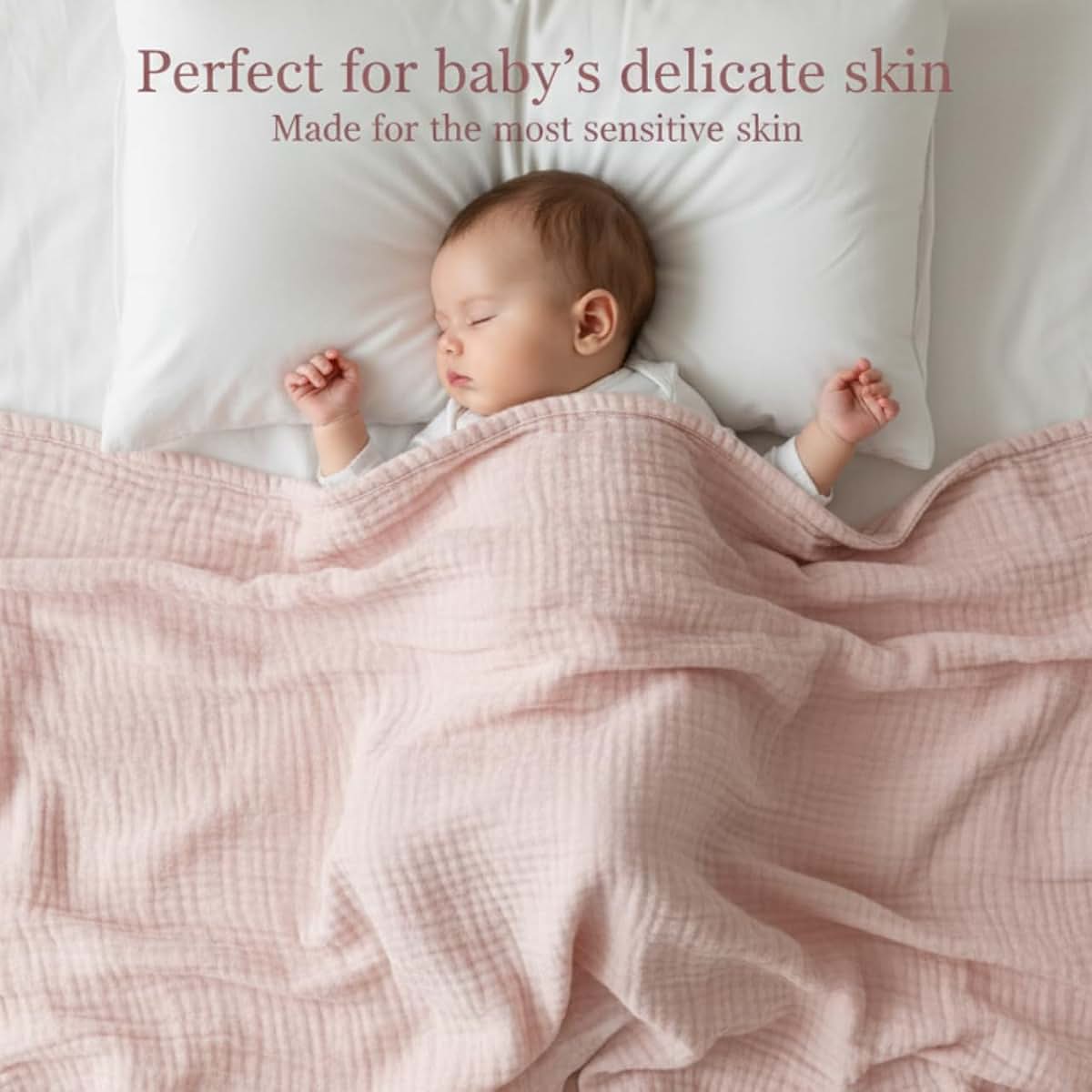 Pikabuki Muslin Swaddle Blankets, 2 Pack Receiving Blanket In Pink (photo 4)