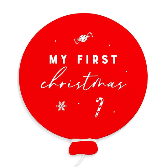 The Cotton & Canvas Co. My First Christmas Balloon Acrylic Milestone Card